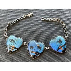 Frederick S. Hoffman Sterling Silver Vintage Heart Butterfly Wing Bracelet